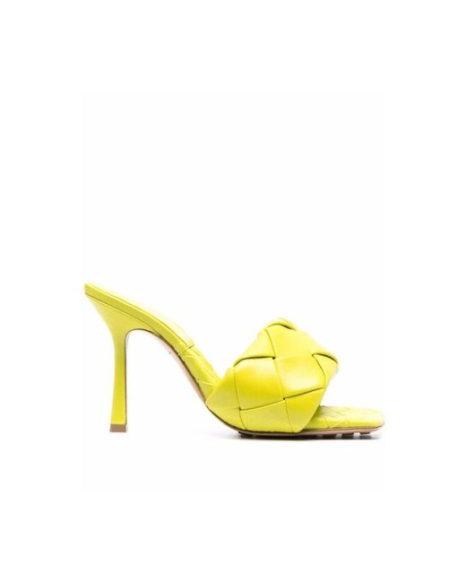 Bottega Veneta Yellow Heeled Mules
