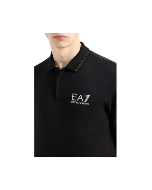 EA7 Tops ,Zwart Label Polo Shirt in het Black voor heren