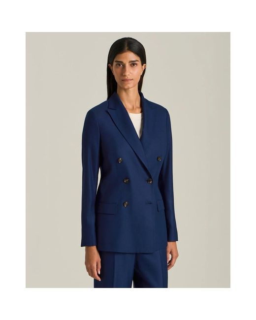 Kiton Double-Breasted Viscose Jacket in het Blue