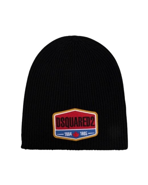 DSquared² Schwarze baumwollmütze - tag patch in Black für Herren