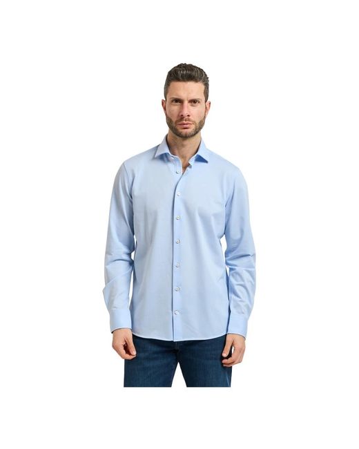Bugatti Effen Kleuren Overhemd in het Blue voor heren