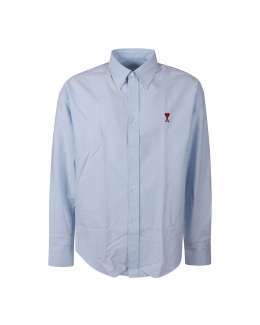Boxy fit shirt cotton oxford di AMI in Blue da Uomo