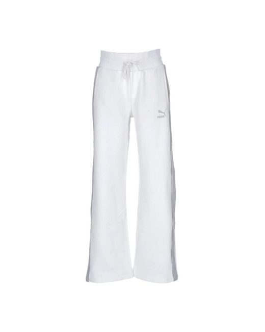 PUMA Broeken ,Wit ,Katoen Witte Lichtgewicht Trainingspak Straight Broek in het White