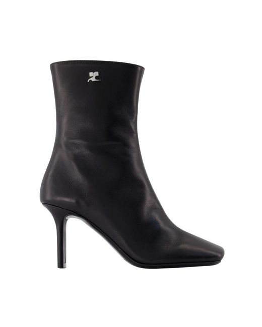 Courreges Black Square Toe 80 Ankle Boots