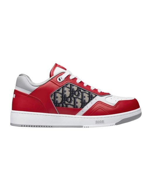 Sneakers in pelle con monogramma iconico di Dior in Red da Uomo