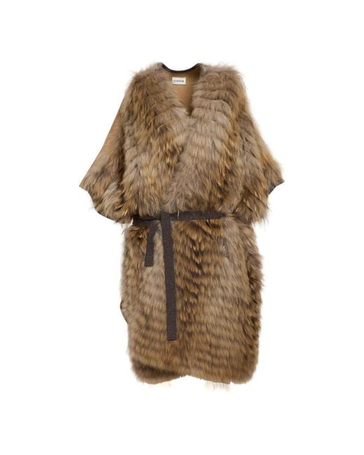 P.A.R.O.S.H. Brown Faux Fur & Shearling Jackets