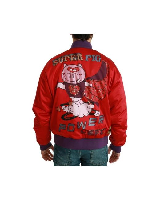Dolce & Gabbana Red Bomber Jackets for men