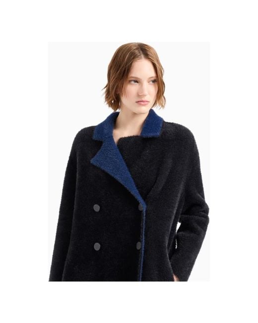 Emporio Armani Blue Double-Breasted Coats