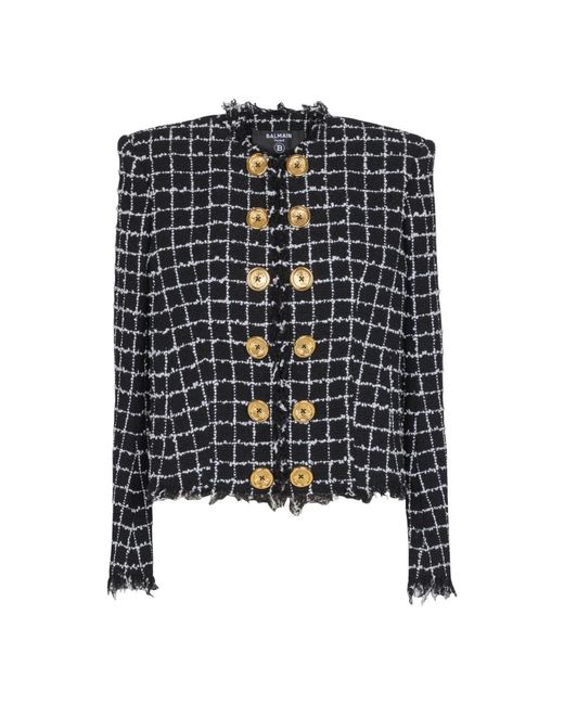 Balmain Tweed Jackets in het Black