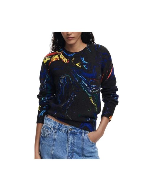 Desigual Blue Round-Neck Knitwear
