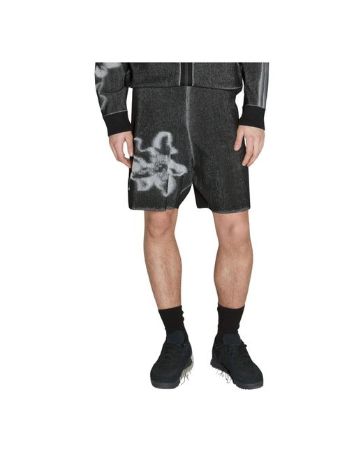 Shorts in maglia grafica di Y-3 in Black da Uomo
