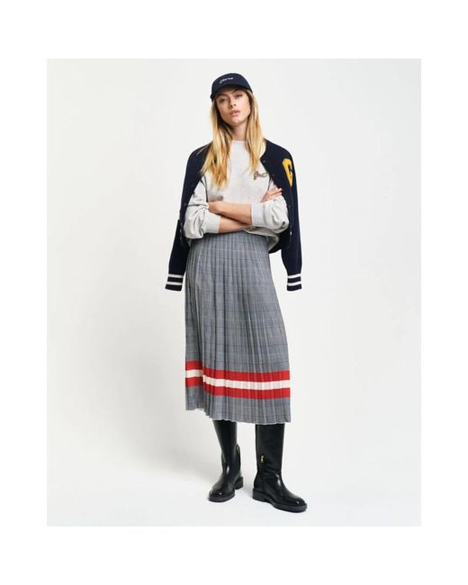 Gant Rokken ,Blauw ,Polyester Geplooide Rok Met Ruitprint in het Blue
