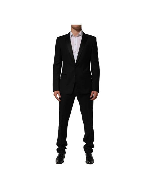 Dolce & Gabbana Kostuums ,Zwart ,Tweed Tweedelig Formeel Kostuum in het Black voor heren
