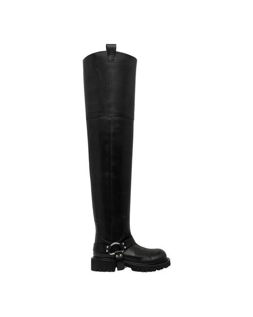 MSGM Black Overknee-Stiefel Mit D-Ring