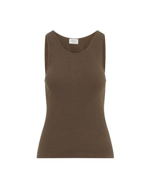 Saint Laurent Brown Sleeveless Tops