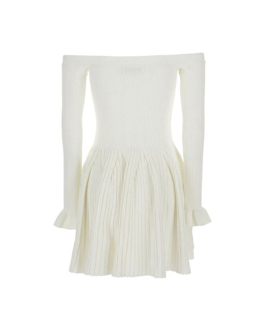 Self-Portrait White Gestreiftes Off-Shoulder Minikleid