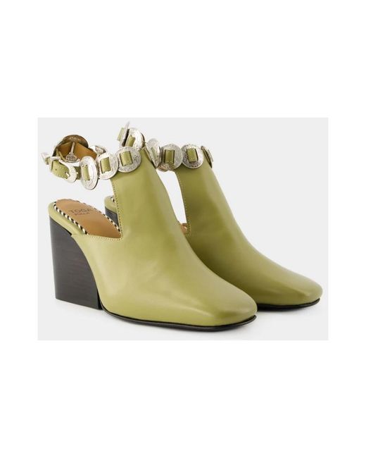 Toga Schoenen ,Leer Khaki Leren Sandalen Met Drievoudige Bandjes in het Green