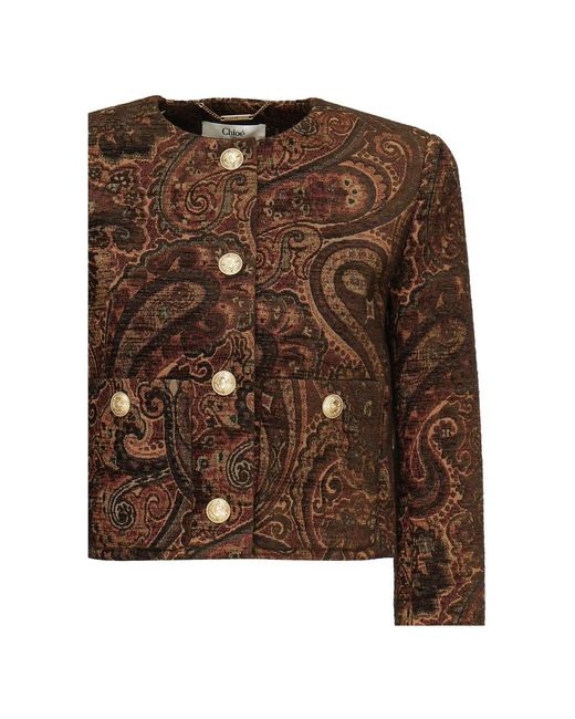 Chloé Brown Jacke Aus Seide Und Baumwollmischung Mit Knopfleiste