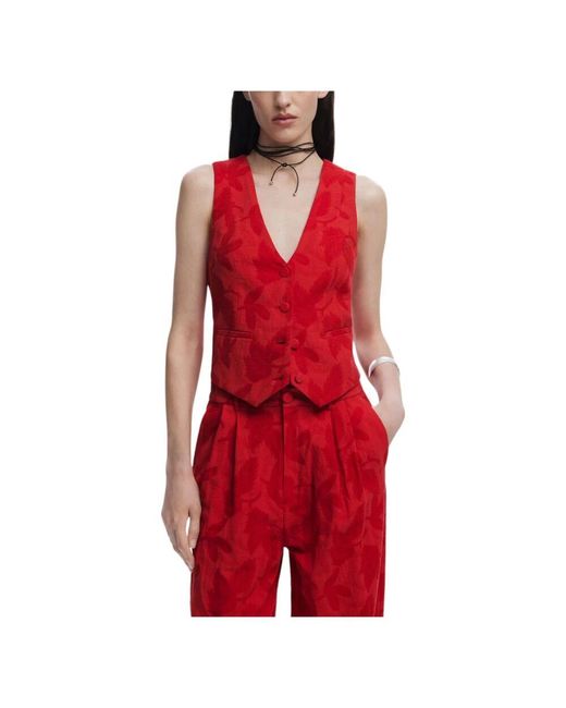 Desigual Red Rotes Blumenweste Hosen Set