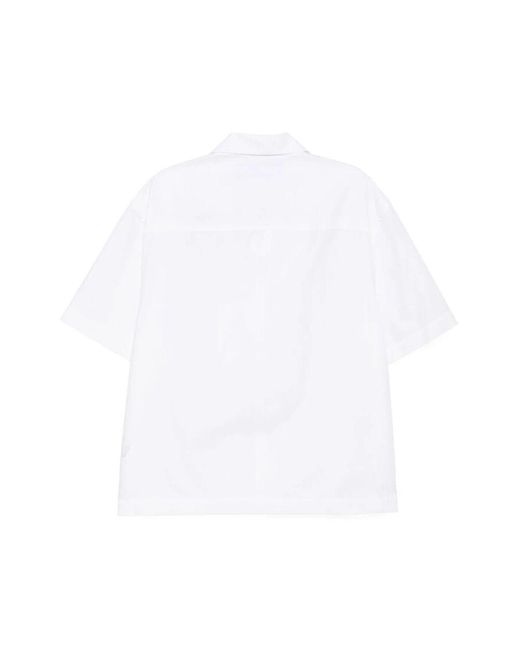 Jacquemus Weißes v-ausschnitt grafikdruck hemd in White für Herren