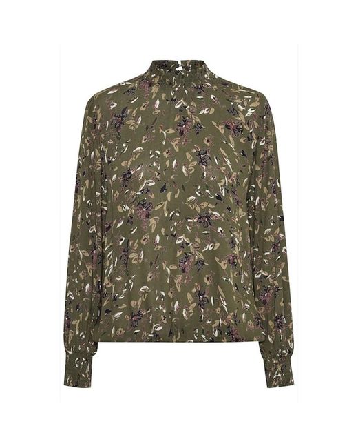 Kaffe Overhemden ,Groen ,Amber Blouse Top Met Smock Manchetten in het Green
