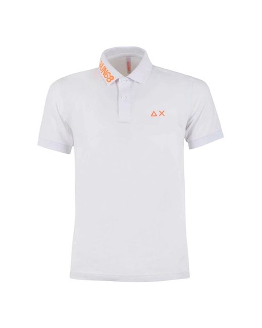 Sun 68 Collar Jacquard Fluo Polo in het White voor heren
