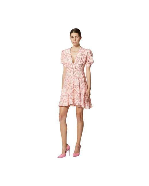 Silvian Heach Pink Kurzes Kleid Mit Geometrischem Muster Und Zentraler Schleife