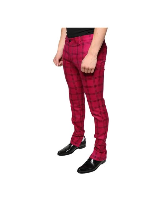 Dolce & Gabbana Red Slim-Fit Trousers for men