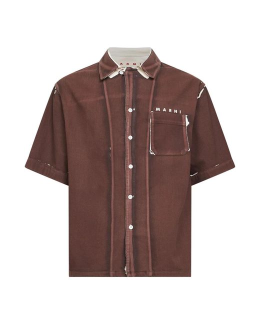 Marni Brown Short Sleeve Shirts for men