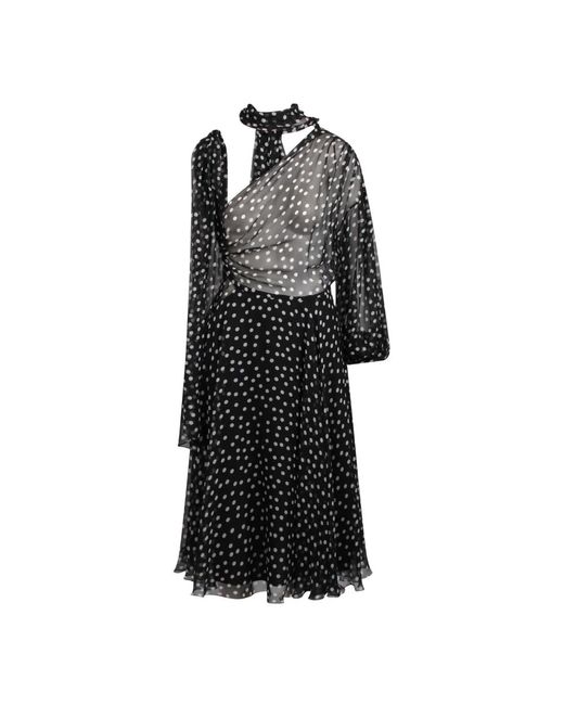 Vestido midi de lunares con detalle de lazo Dolce & Gabbana de color Black