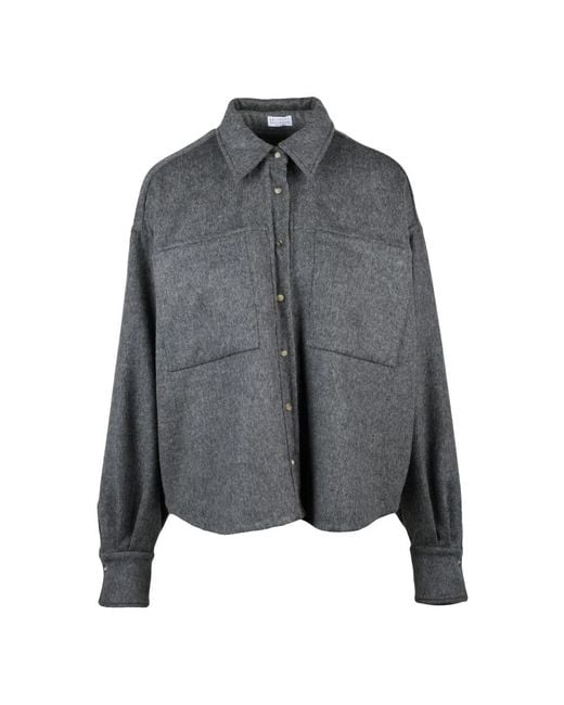 Brunello Cucinelli Camicia Larga Corta in het Gray