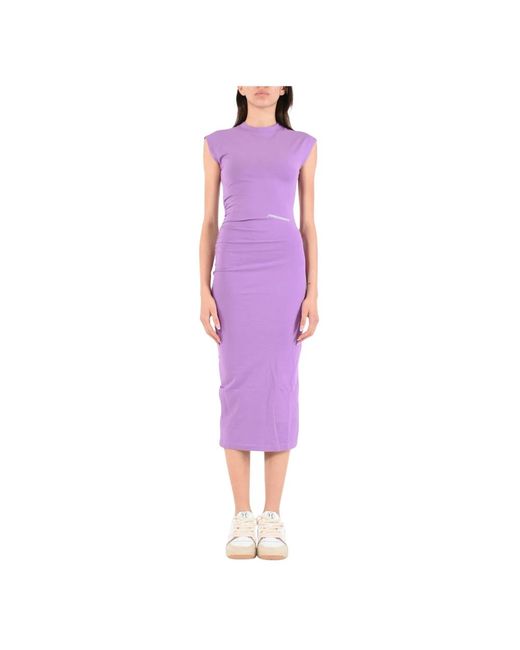 Vestido largo de algodón con fruncido lateral hinnominate de color Purple