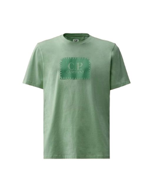 C P Company Jersey label style logo t-shirt in Green für Herren