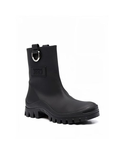 MSGM Black Ankle Boots Mit Runder Spitze
