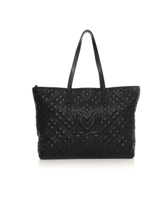 Love Moschino Black Gepolsterte shopper-tasche mit logo