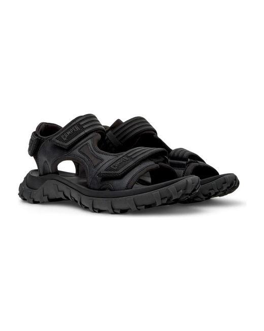Camper Schoenen ,Zwart ,Leer Zwarte Platte Sandalen Voor Mannen in het Black voor heren