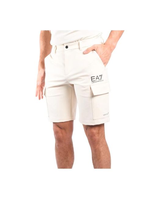 EA7 White Casual Shorts for men