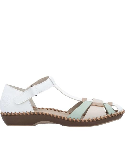 Rieker White Flat Sandals