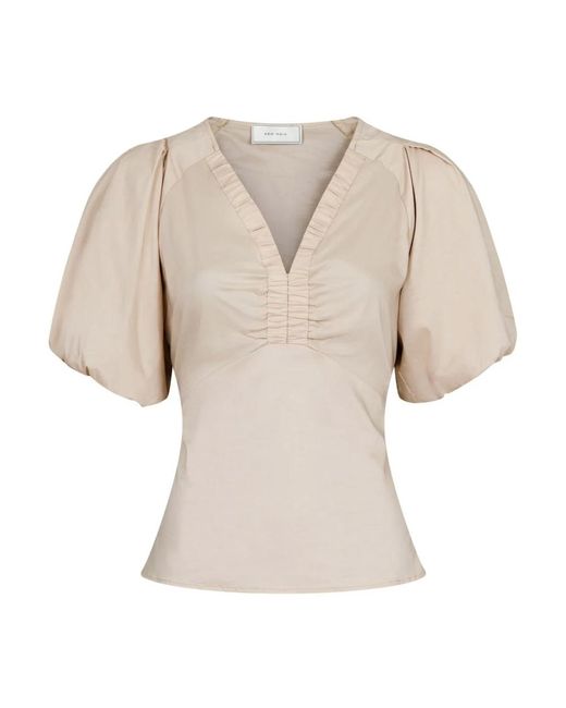 Neo Noir Natural Bluse Mit Smock-Detail Und Puffärmeln
