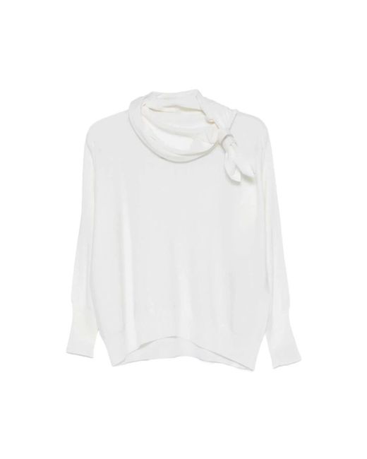 D.exterior White Bluse Mit Bindeband