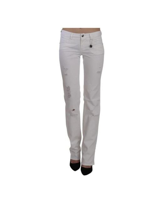 White cotton slim fit straight jeans pants di CoSTUME NATIONAL in Gray