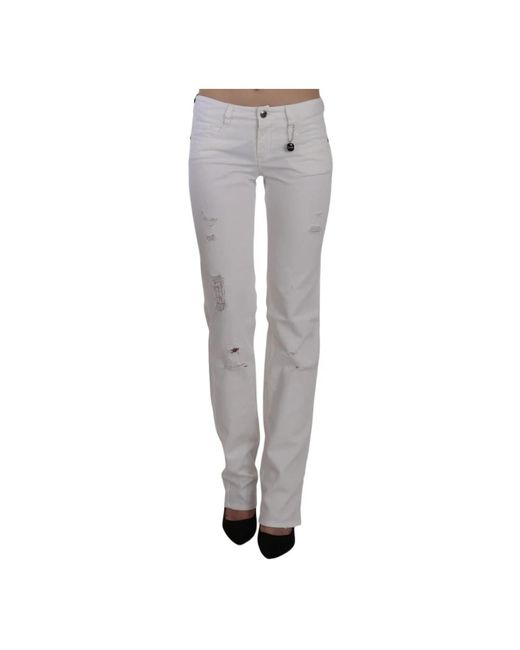 White cotton slim fit straight jeans pants CoSTUME NATIONAL de color Gray