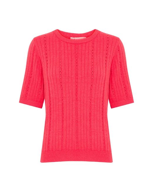Round-Neck Knitwear Ichi de color Pink