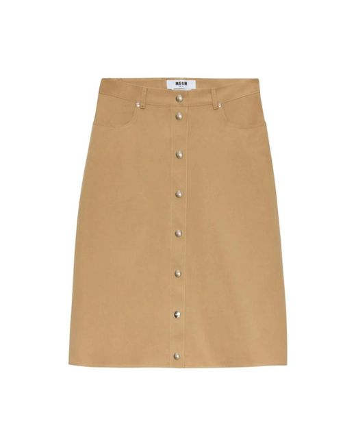 MSGM Buttoned Midi A-Line Skirt in het Natural