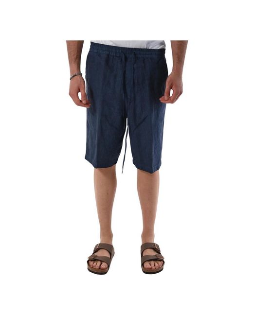 120% Lino Blue Casual Shorts for men