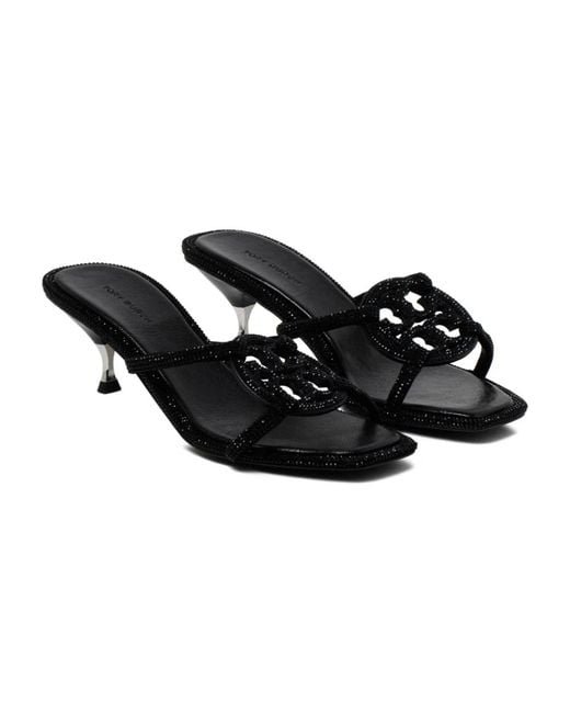 Tory Burch Black Heeled Mules