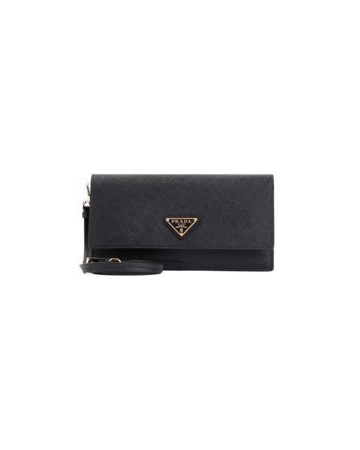 Prada Zwarte Leren Clutch Tas in het Black