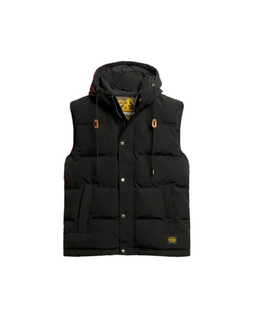 Superdry Jassen ,Zwart ,Mouwloze Everest Gewatteerde Jas in het Black voor heren