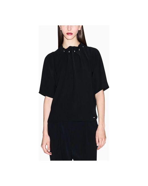 ARMANI EXCHANGE Overhemden ,Zwart ,Polyester Blouse Met Studs in het Black
