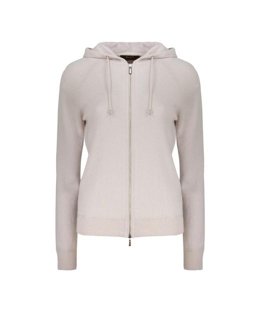 Moorer Full Zip Hoodie in het White